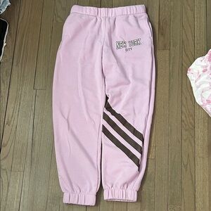Vivre La VieNew York Pink Sweatpants with Brown Stripes size large